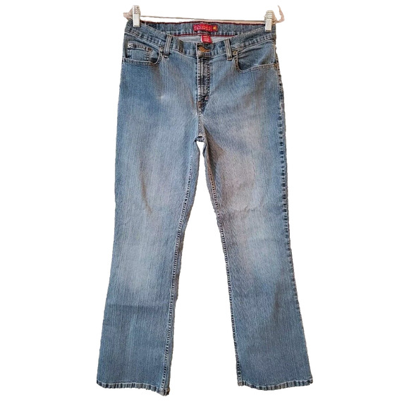 VTG Y2K SO Womens Jeans Size 13S Short Faded Blue Mid Rise Boot Cut Stretch - Picture 1 of 9